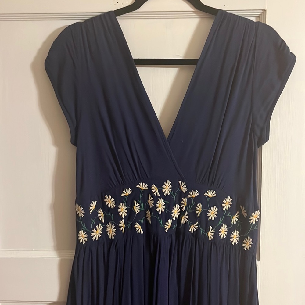 Trashy Diva Sandy dress embroidered navy blue 10 retro pinup